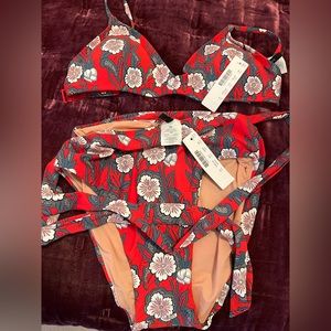 NWT J CREW 2 PIECE RED SWIMSUIT